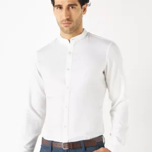 H&M Shirt with Mandarin Collar and Long Sleeves
